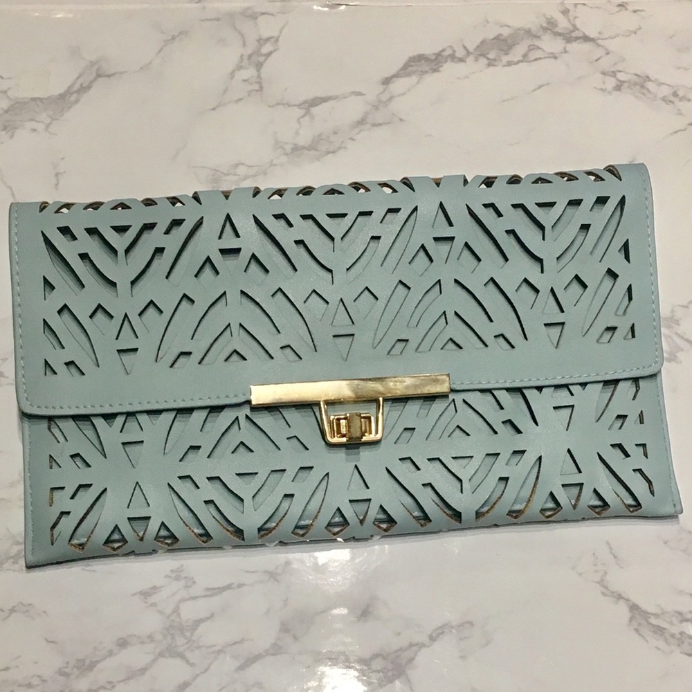 Sky Blue Cutout Clutch Purse
